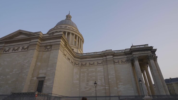 Exterior Of The Pantheon Monument In Paris France Shot In Slow Motion