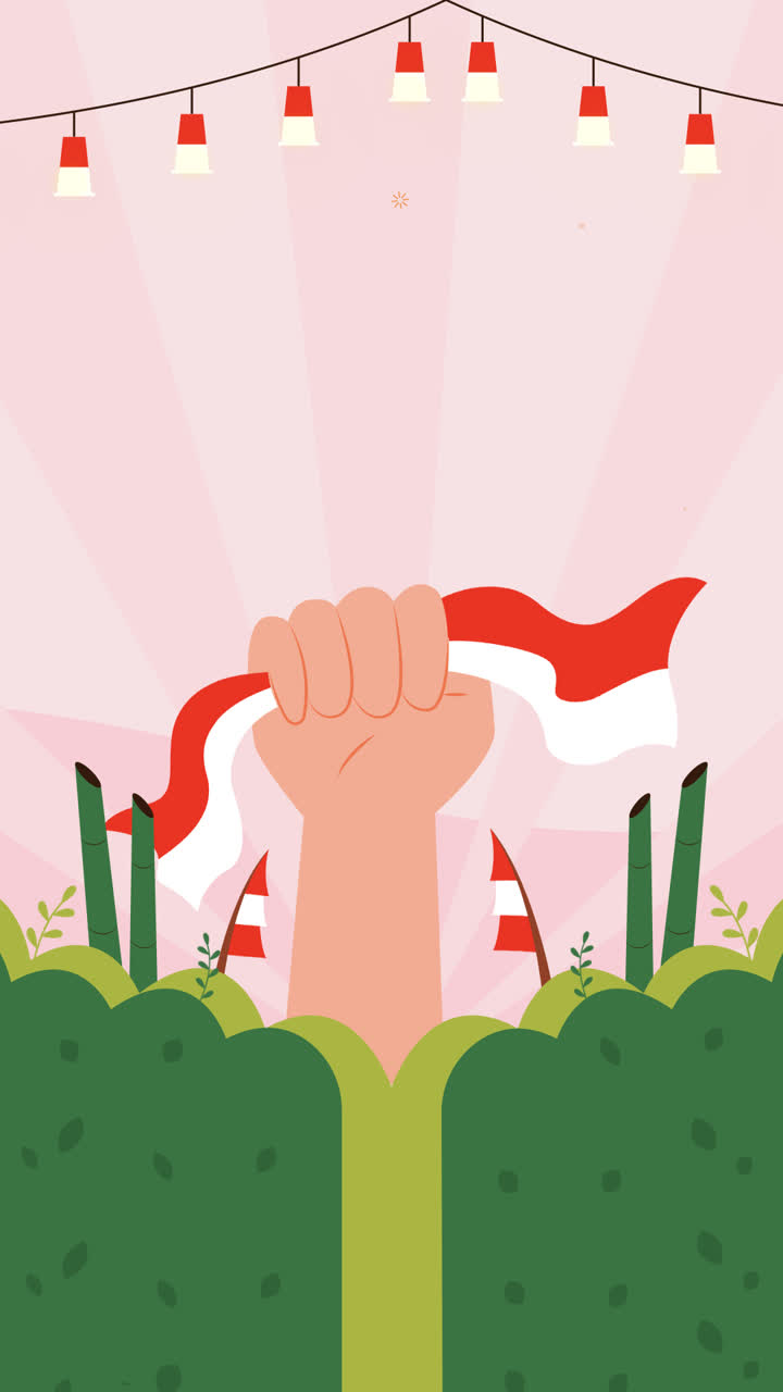 gráfico de movimiento de fondo plano para la celebración del día de la independencia de indonesia