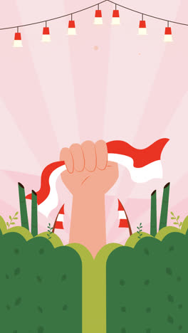 gráfico de movimiento de fondo plano para la celebración del día de la independencia de indonesia