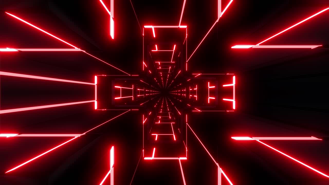 Neon Red Glowing Tunnel