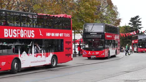 red double decker buses in istanbul