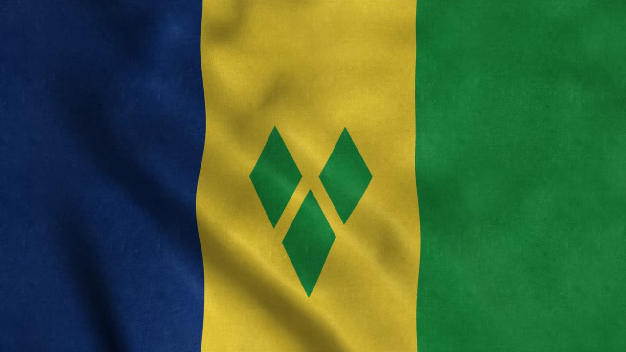 Bandiera di Saint Vincent e Grenadine Sfondo Animazione in Loop Continuo. 4K