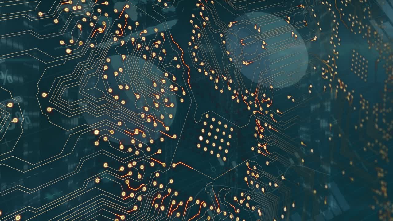 animación de con malla verde y red de conexiones en fondo negro