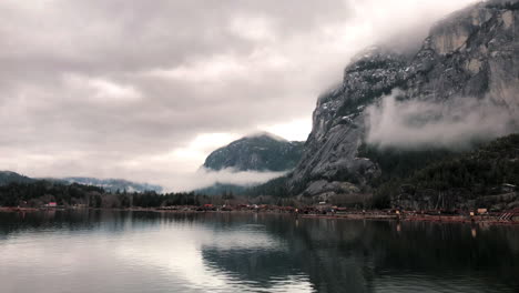 water reflections of mountain stawamus chief in squamish