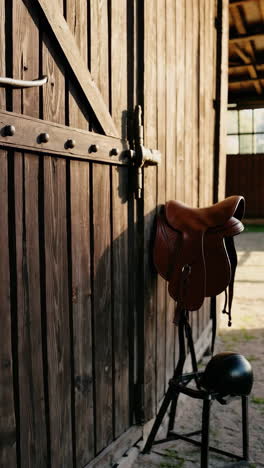 close-up of a brown leather horse saddle