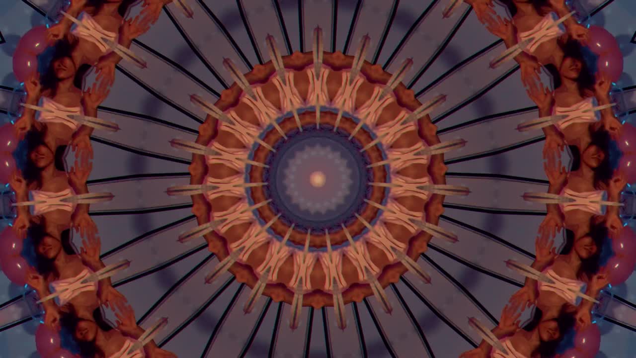 el fondo abstracto de 4k, el bucle de fantasía en movimiento dinámico, el caleidoscopio.