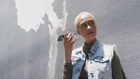 Mixed-race-woman-on-the-phone-on-the-street