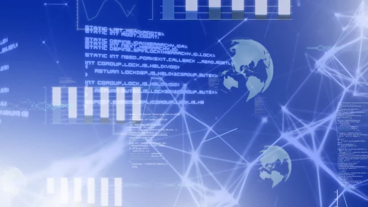 Animation of network of connections on blue background