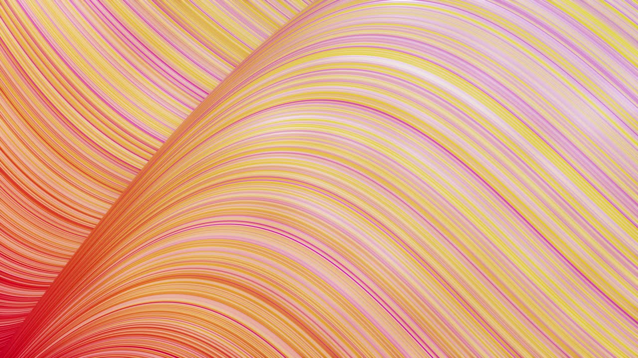 표면에 파동의 아름다운 추상적인 배경, 빨간색과 노란색 색의 그라디언트, 액체에 파동이나 파동이 있는 줄무 직물 표면으로 스프루드 된 선.