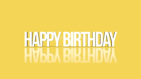 fondo amarillo reflectante con feliz cumpleaños estilizado en letras blancas