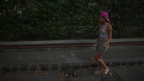 woman walking on a city street