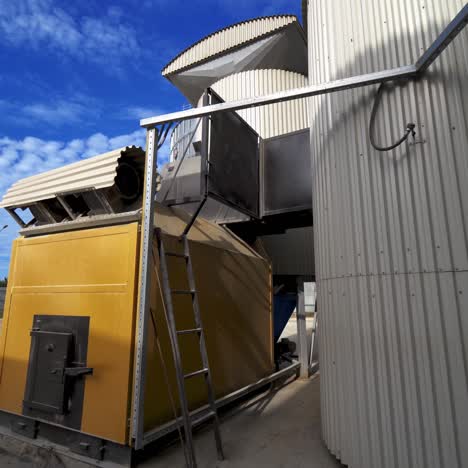 industrial territory. exterior of agricultural granary. grain elevators outdoors. modern equipment for processing and storing cereals.