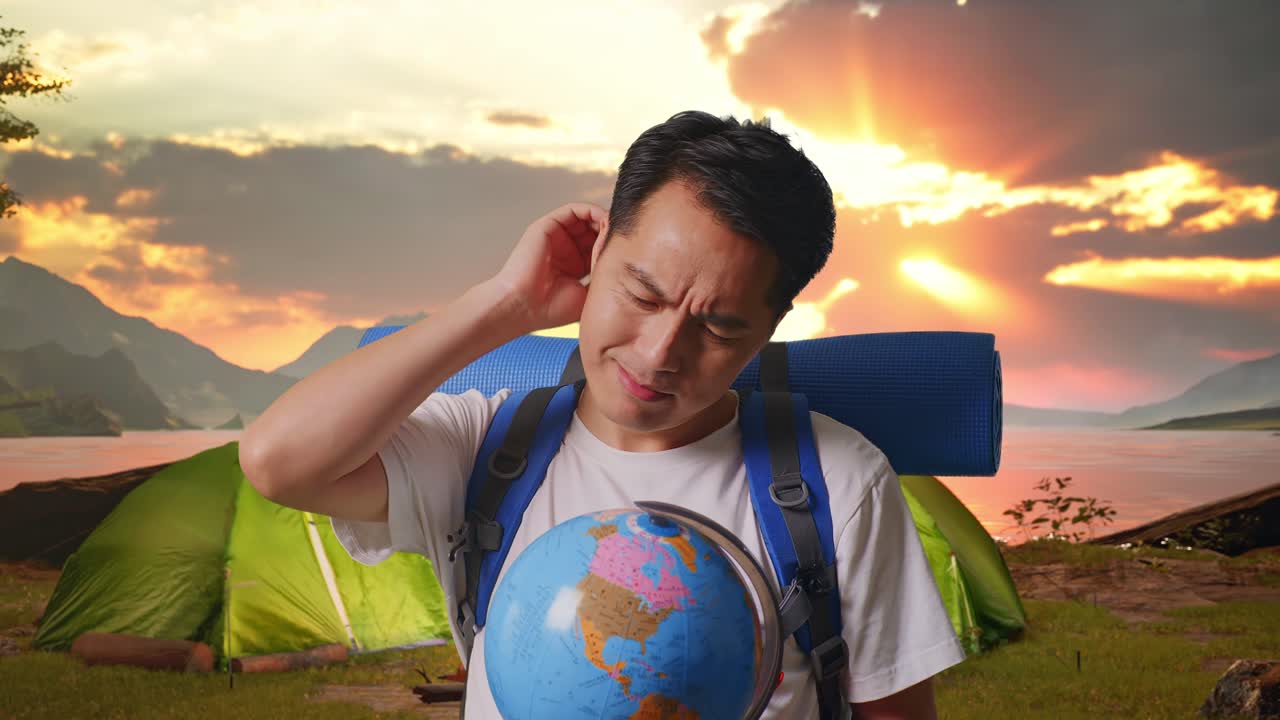 Man Planning a Trip, Camping Trip