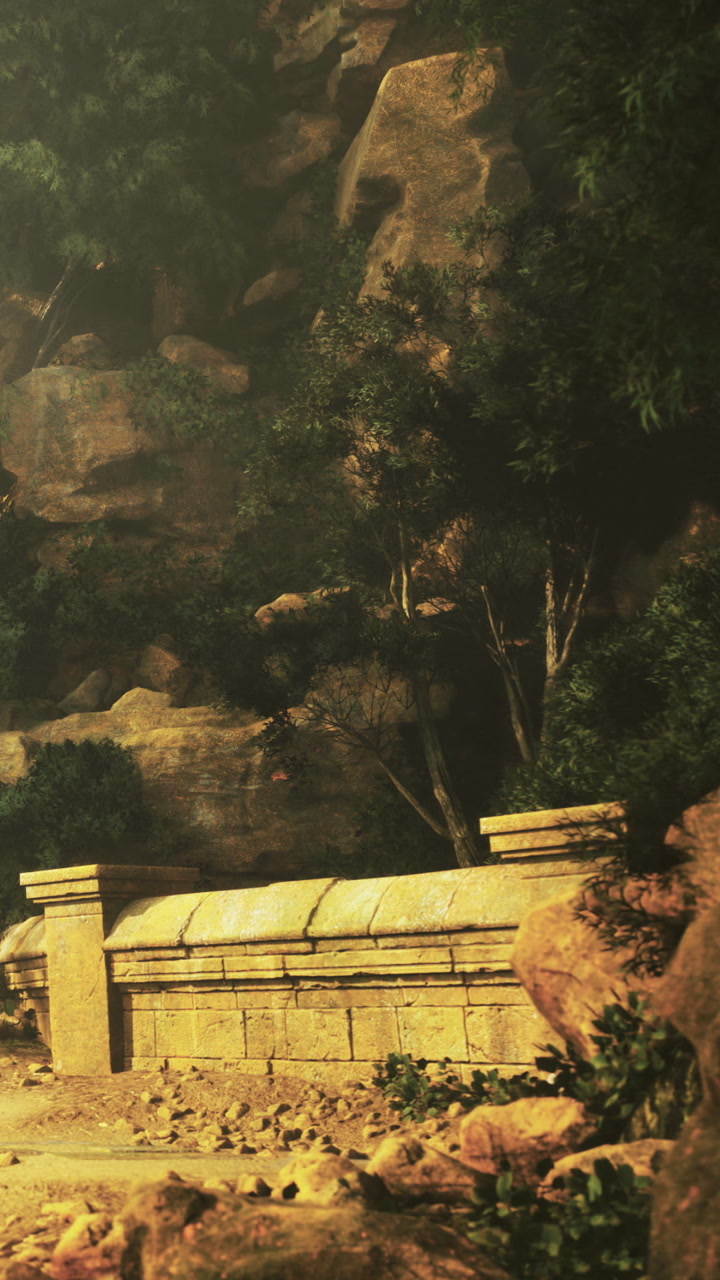 Majestic rocks and lush greenery showcase natures serene beauty