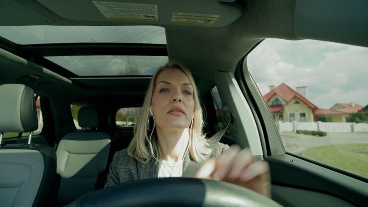 Donna guida auto