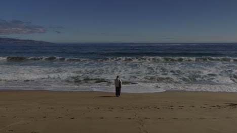 person standing on a beach looking at the ocean
