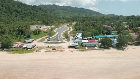 beautiful paradise drone aerial view telok melano sarawak, kampung telok melano was once a shelter during sea storms for traders from sambas, indonesia to kuching