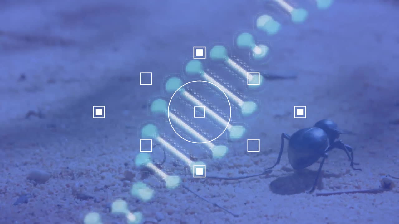 dna 가닥에 대한 과학적 데이터 처리의 애니메이션