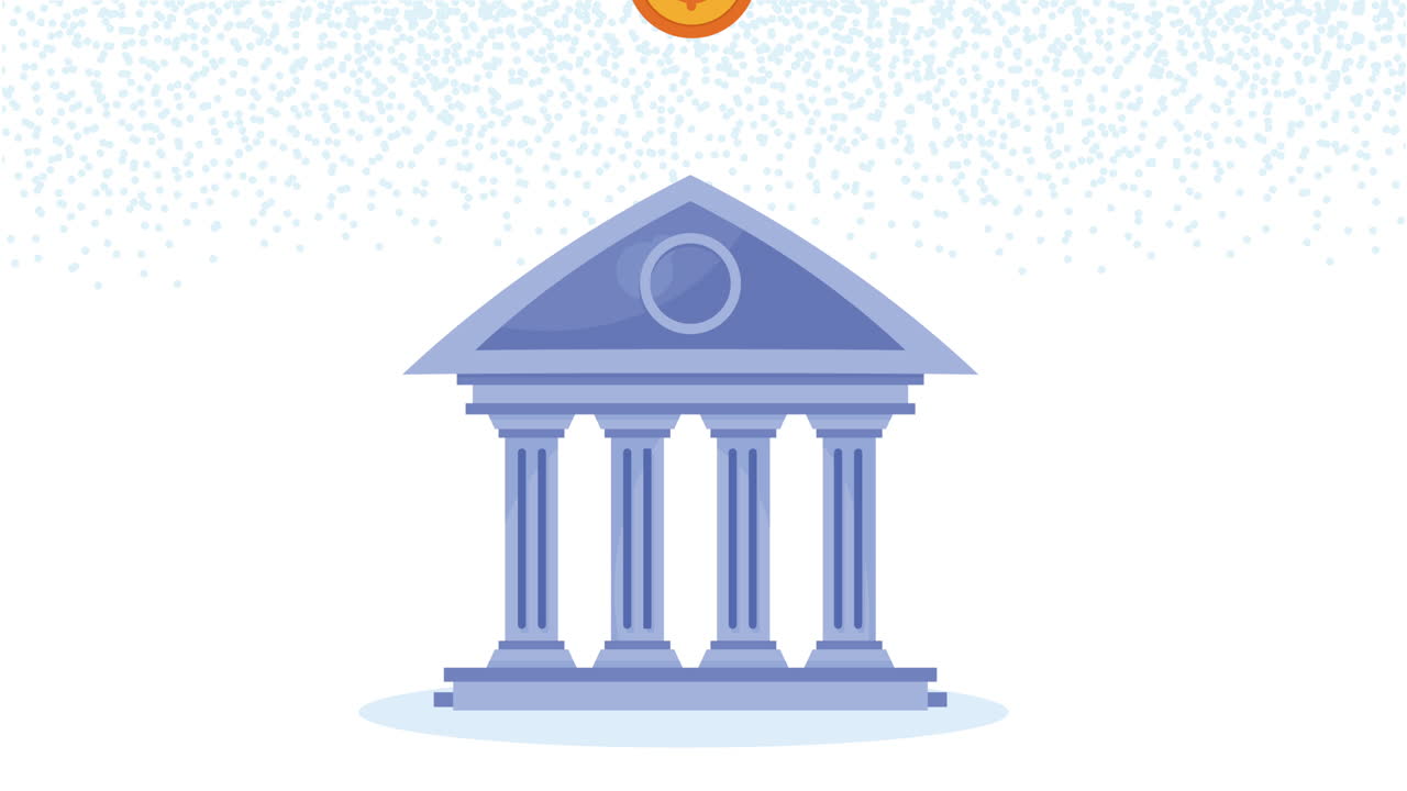 golden coin dollar with bank animation