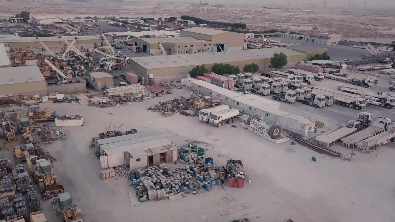Industrial Vehicle Yard Aerial Footage