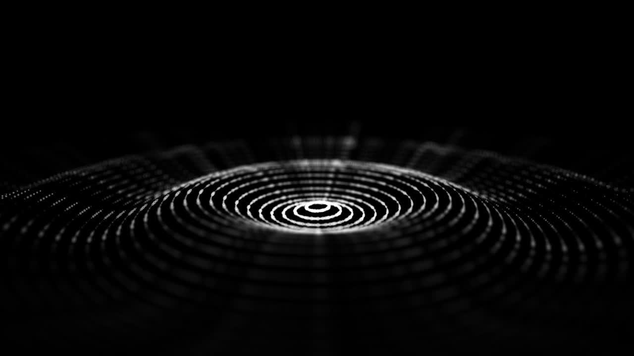 Abstract wave with moving dots. Flow of particles. Technology illustration. 3d rendering