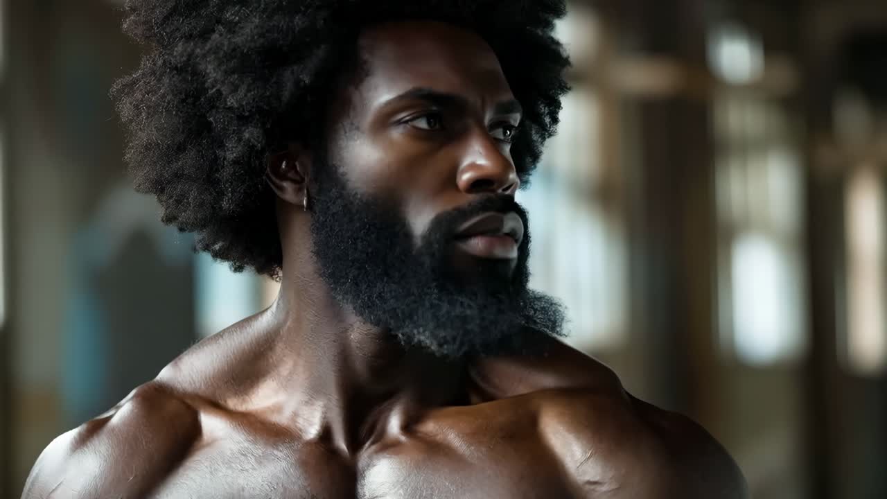 un hombre con barba y sin camisa está posando para una foto