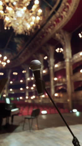 a microphone on a stage in a theater