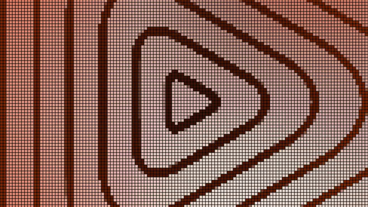 animación del patrón que se mueve hacia el centro y desaparece. movimiento. fondo de computadora con animación de patrón de flecha en movimiento. patrón de flecha se mueve en ondas hacia el centro y desaparece