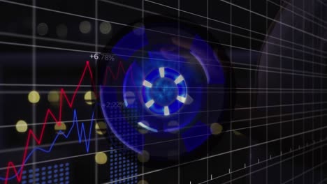 Animation-of-spinning-round-scanner-and-statistical-data-processing-against-spots-of-light