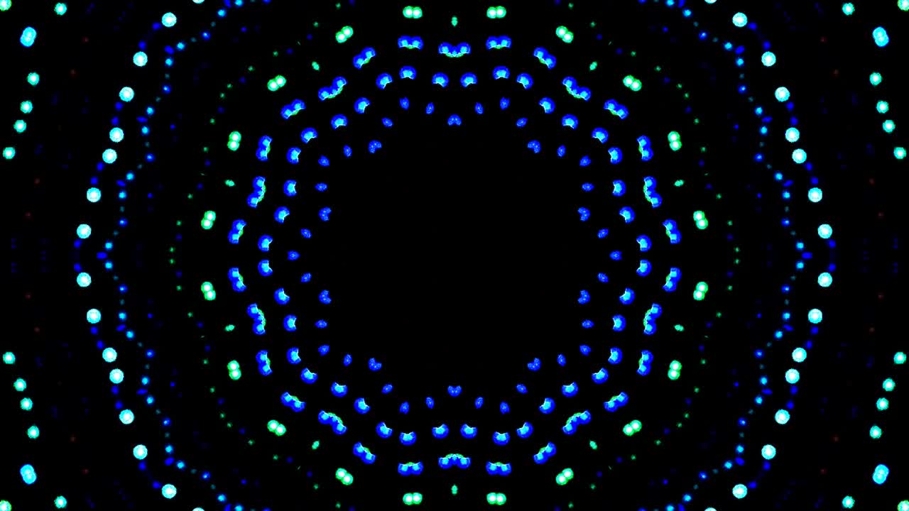 Bright abstract light governing full color, kaleidoscope, black background