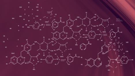 animación del procesamiento de datos científicos sobre un fondo rojo