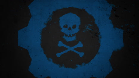 blue skull and toxic sign on grunge texture