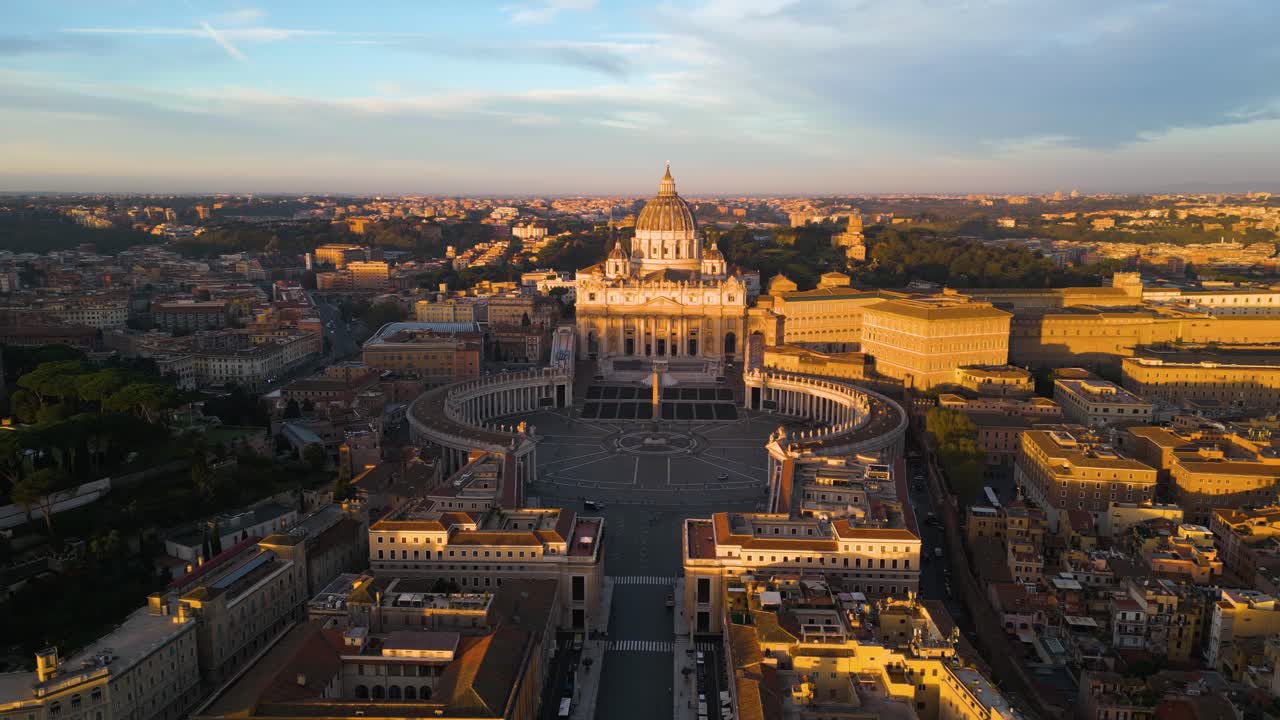 Orbiting Drone Shot Above St Peter's Square, Vatican City