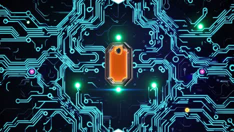 abstract circuit board design with letter i