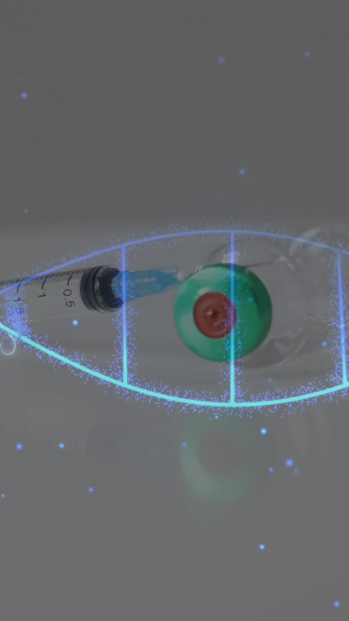 Animation af DNA-strengdiagrammer og netværk over en sprøjte med nål