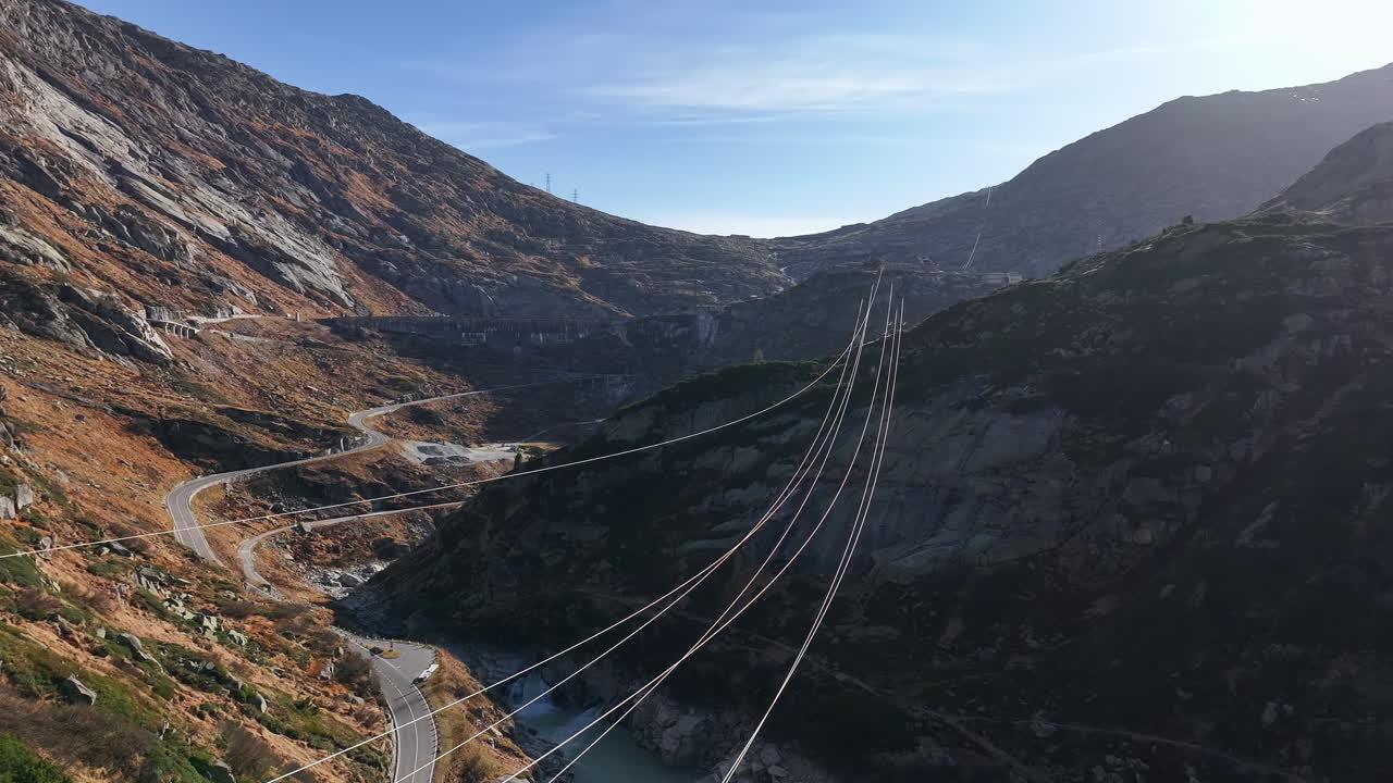 Aerial View of a Hydroelectric Dam in the Swiss Alps