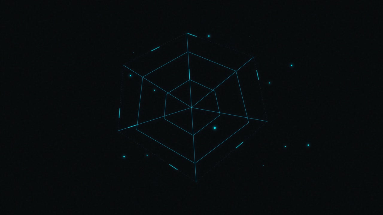 Abstrakt digital sekskantet radar-interface-animation