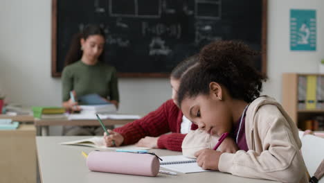 elementary school students studying in class