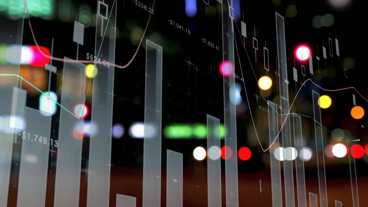 animación del procesamiento de estadísticas sobre el paisaje urbano