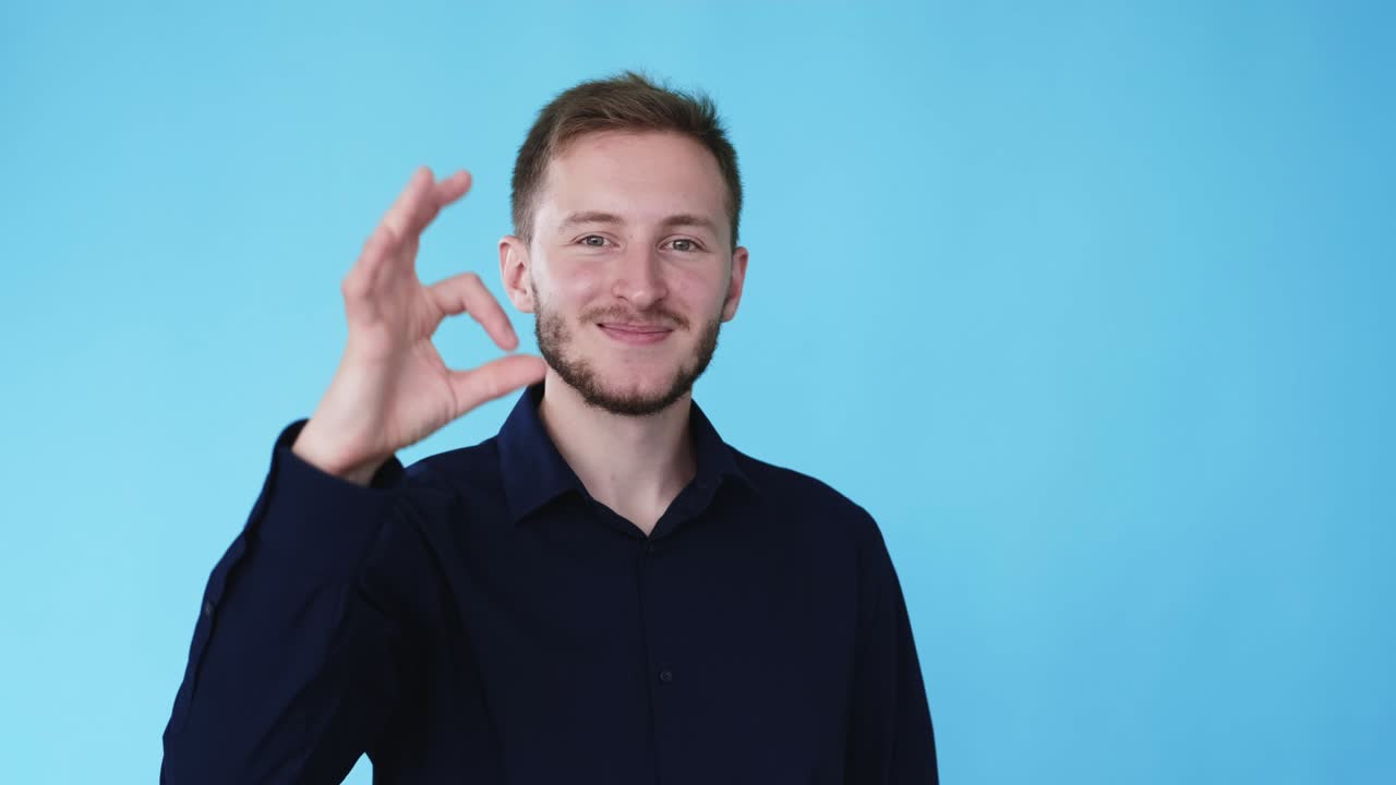 está bien, acuerdo de gesto, firma, hombre, mano, gif, bucle.