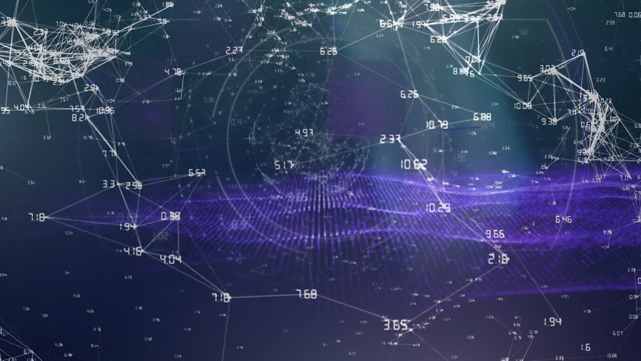 어두운 배경 위의 연결 네트워크의 애니메이션