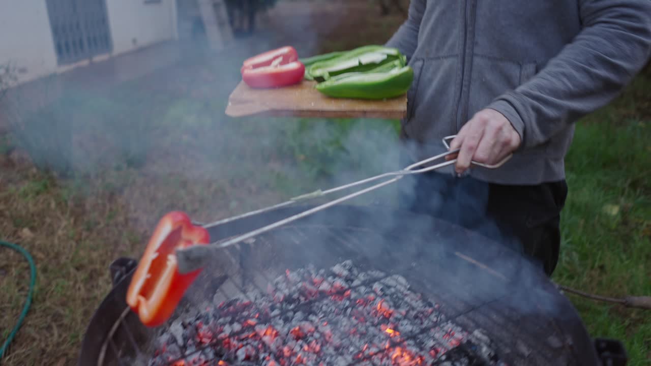 Grilling Peppers Outdoors
