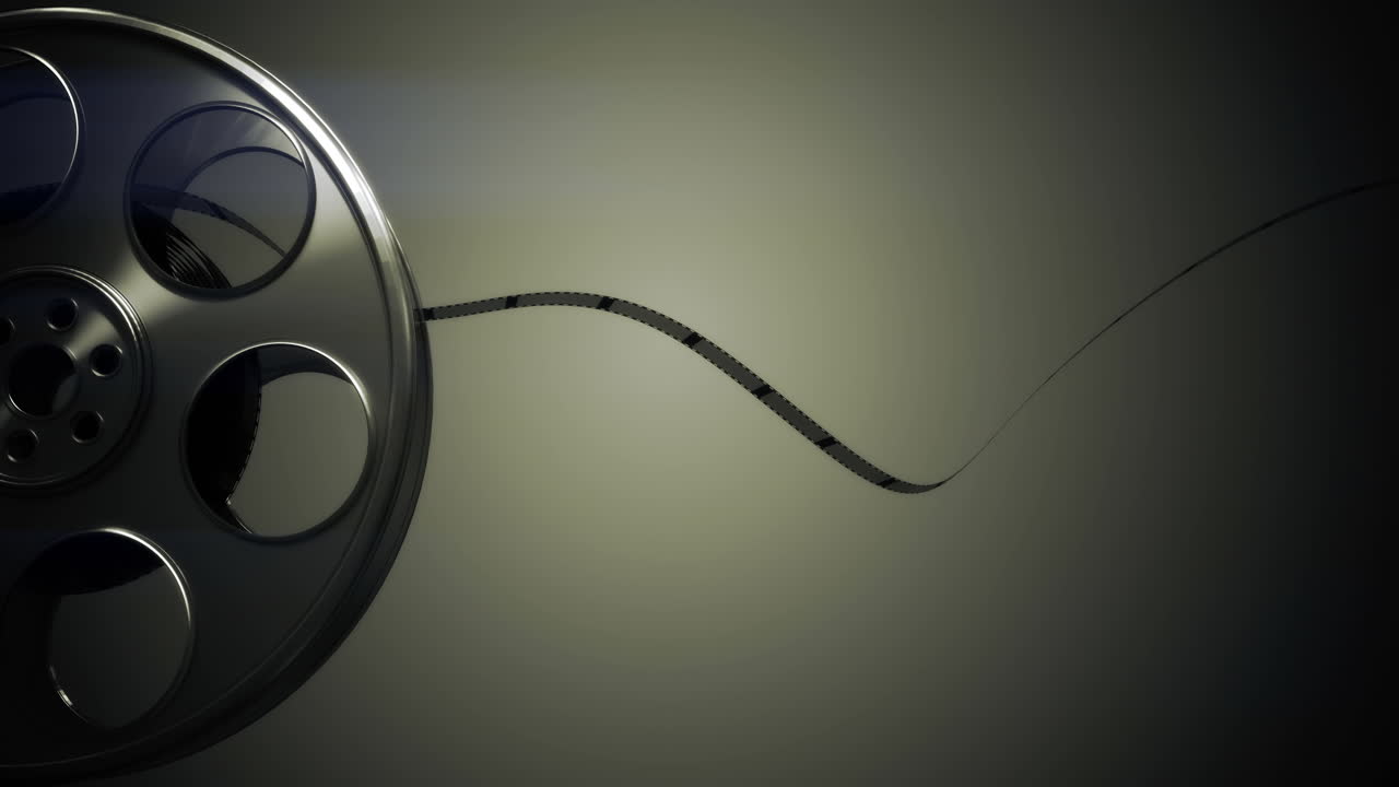 필름 릴에서 굴러 나오는 필름