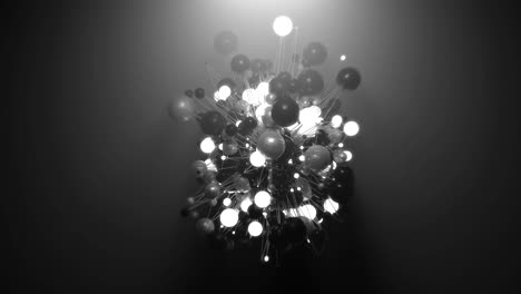 realistic abstract animation featuring metallic and illuminated spheres.