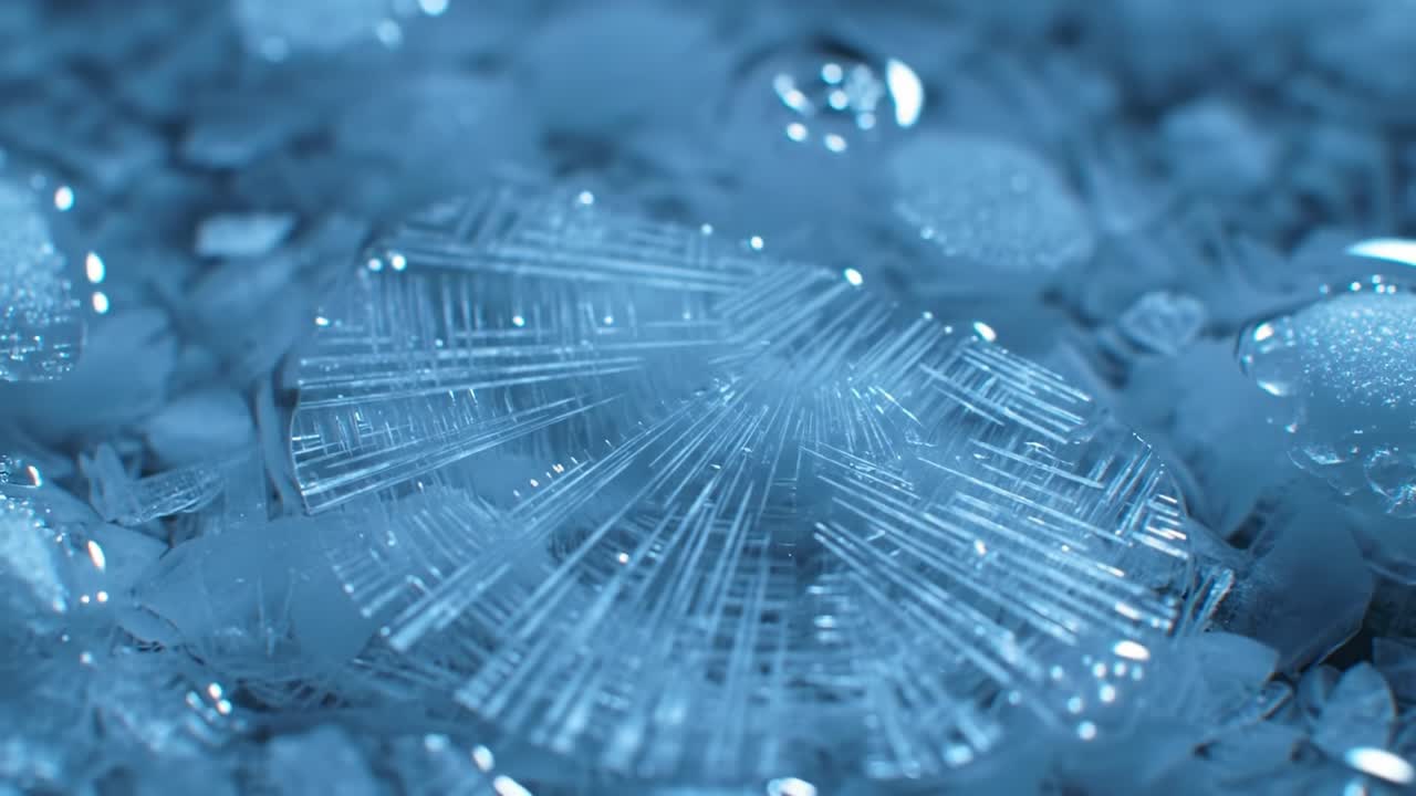 An Intricate Close-Up of Shimmering Ice Crystals Forming on a Cold Surface, Capturing the Ethereal Beauty of Nature’s Frozen Artistry