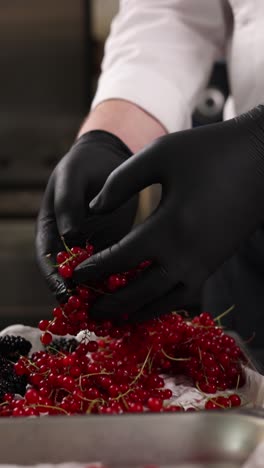 chef preparing red currants