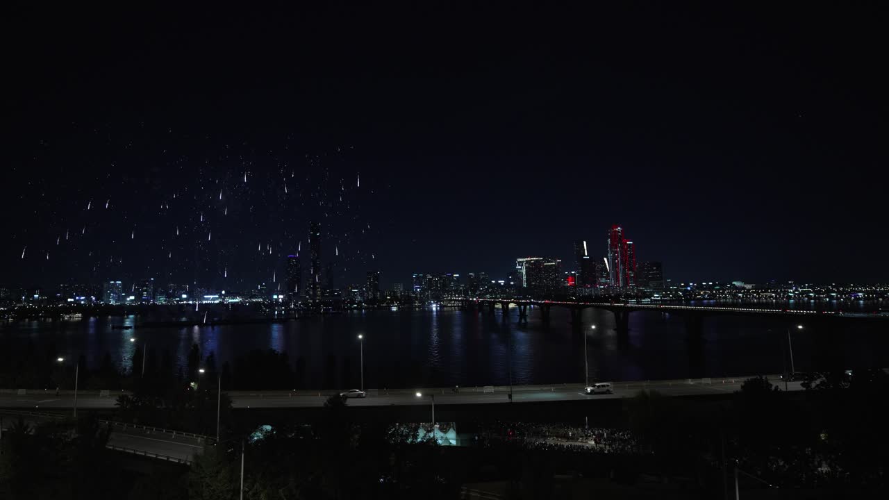 Firework display of the Seoul International Firework Festival at the Yeouido Han River 2024