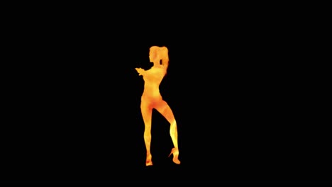 a modern youth dance performed by a graceful and sexy female silhouette, in the backdrop of fire