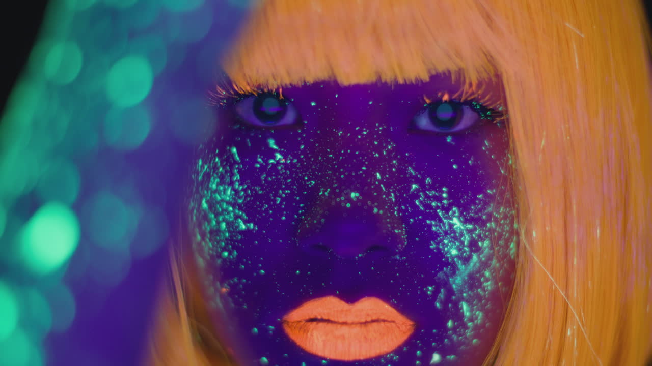 Neon Glow Face Paint Portrait
