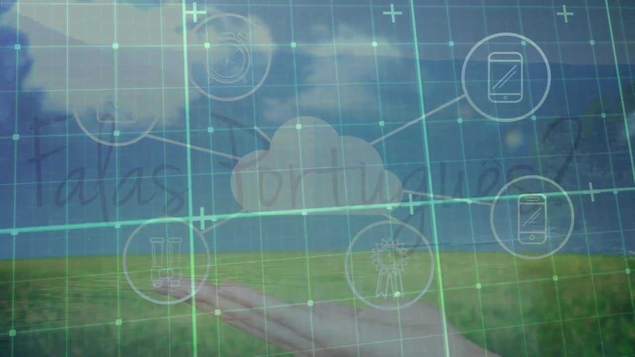 파라스 포르투갈어의 애니메이션 텍스트와 풍경에 대한 연결 네트워크